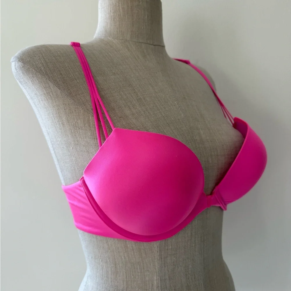 Victoria's Secret Bombshell Plunge Criss Cross Back Bra in Hot Pink - Picture 4 of 8